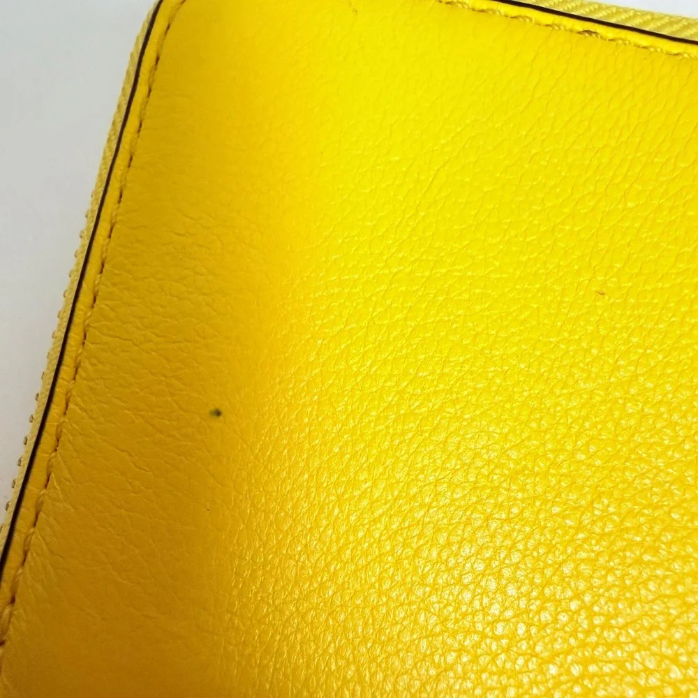 Michael Kors Jet Set Travel Wallet Yellow Pebbled Leather Zip Around Wristlet